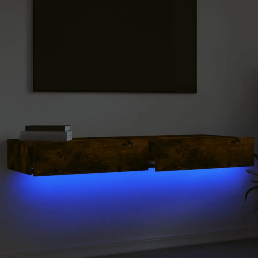Meubles TV avec lumières LED 2 pcs chêne fumé 60x35x15,5 cm - 4