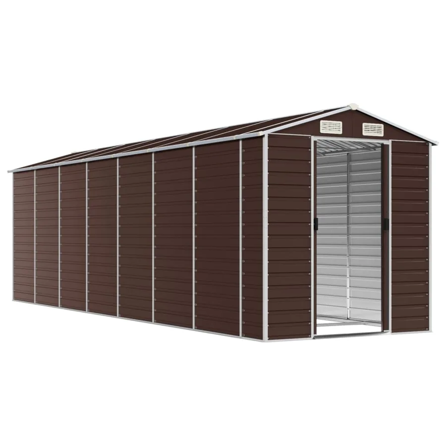 Abri de jardin marron 191 x 640 x 198 cm en acier galvanisé - 3