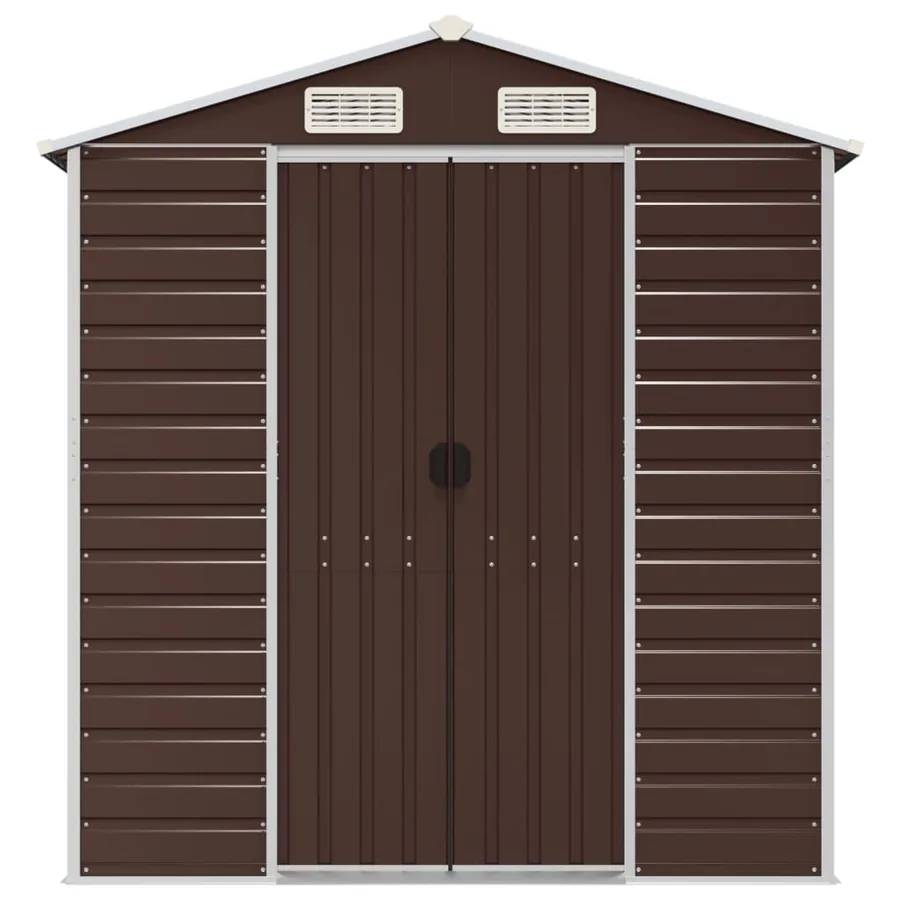 Abri de jardin marron 191 x 640 x 198 cm en acier galvanisé - 4