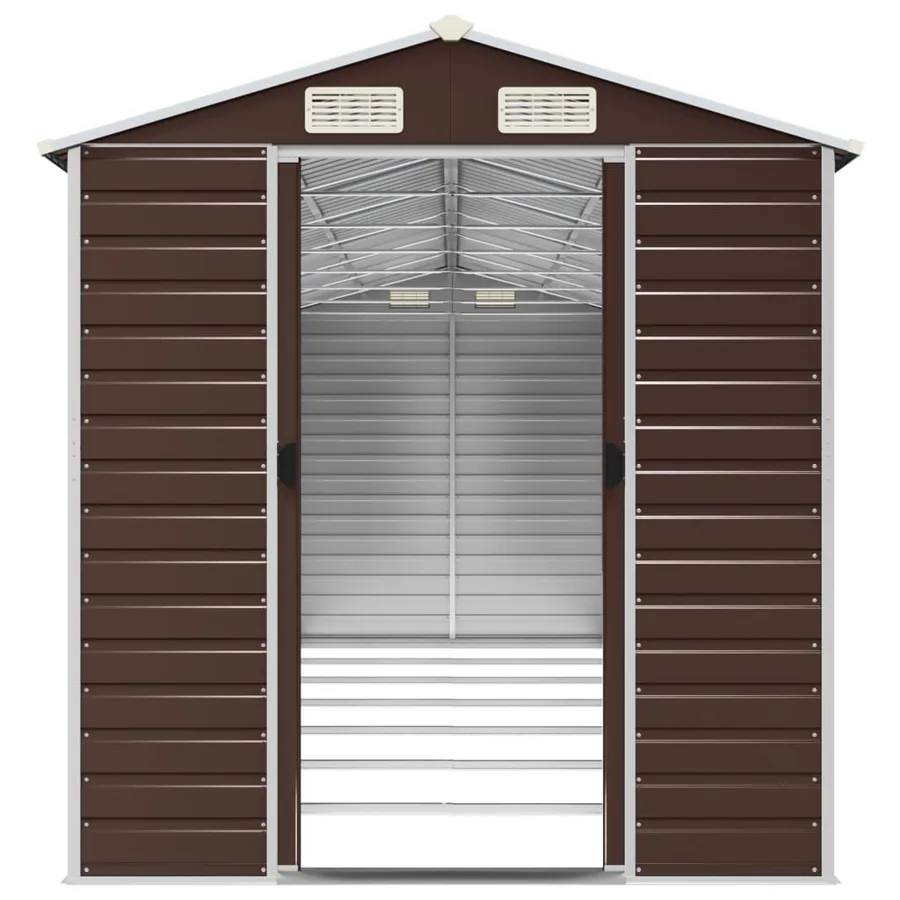Abri de jardin marron 191 x 640 x 198 cm en acier galvanisé - 5