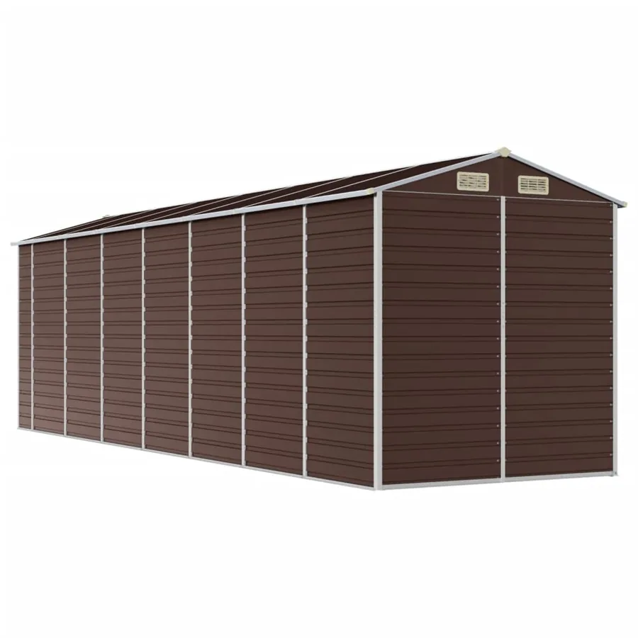 Abri de jardin marron 191 x 640 x 198 cm en acier galvanisé - 7