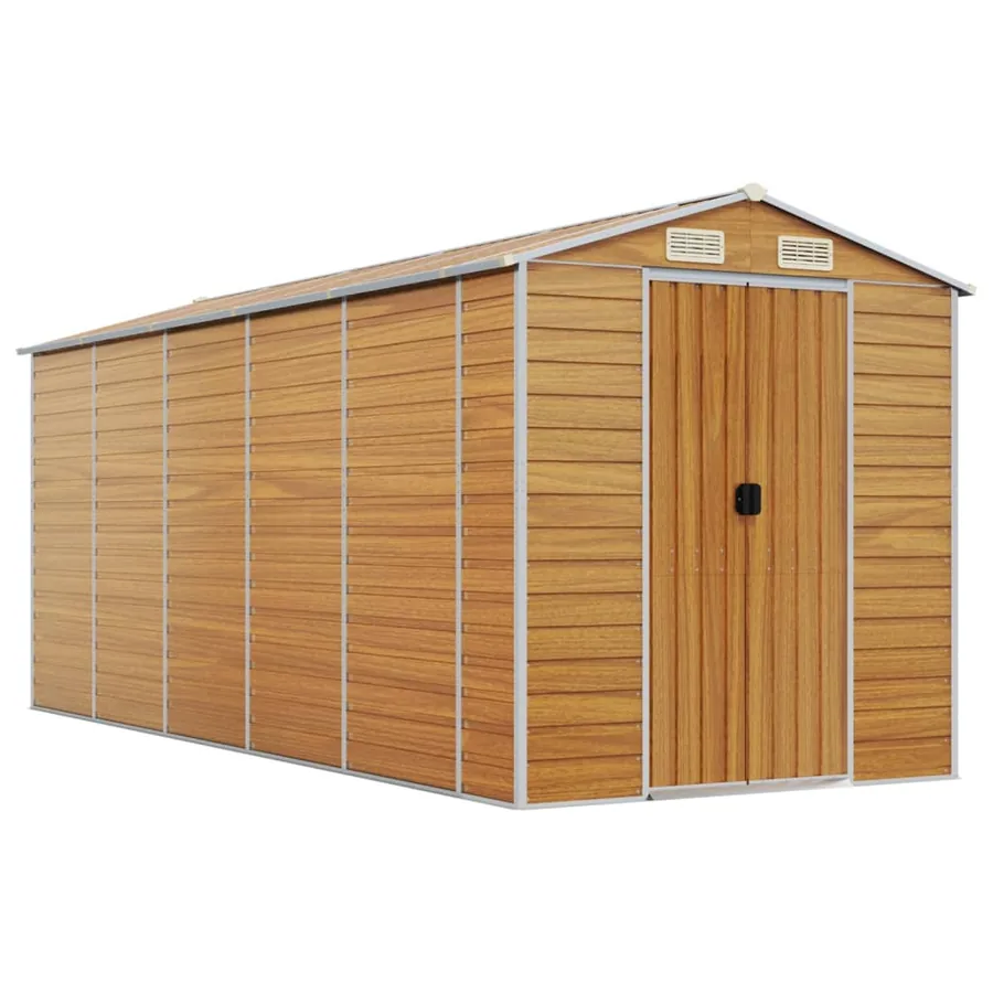 Abri de jardin marron clair 191x470x198 cm acier galvanisé - 2