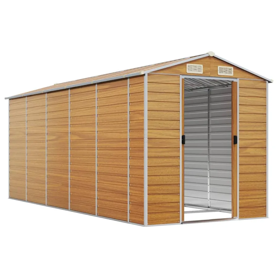 Abri de jardin marron clair 191x470x198 cm acier galvanisé - 3