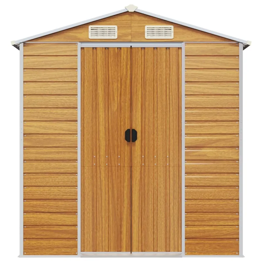 Abri de jardin marron clair 191x470x198 cm acier galvanisé - 4