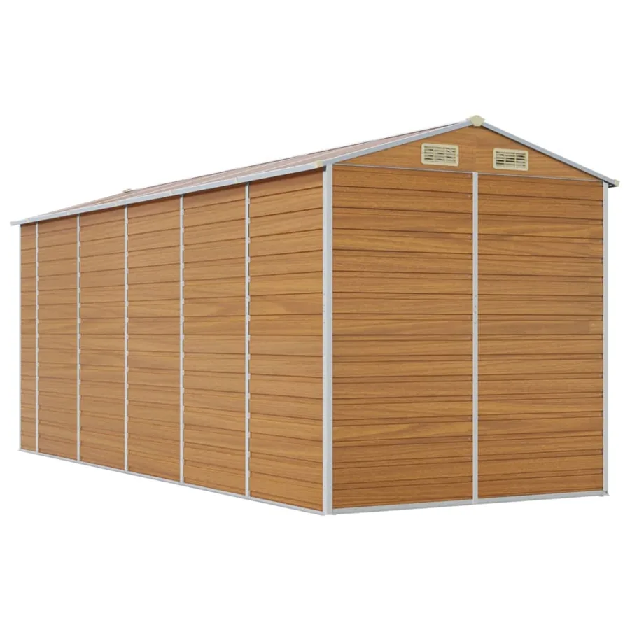 Abri de jardin marron clair 191x470x198 cm acier galvanisé - 7