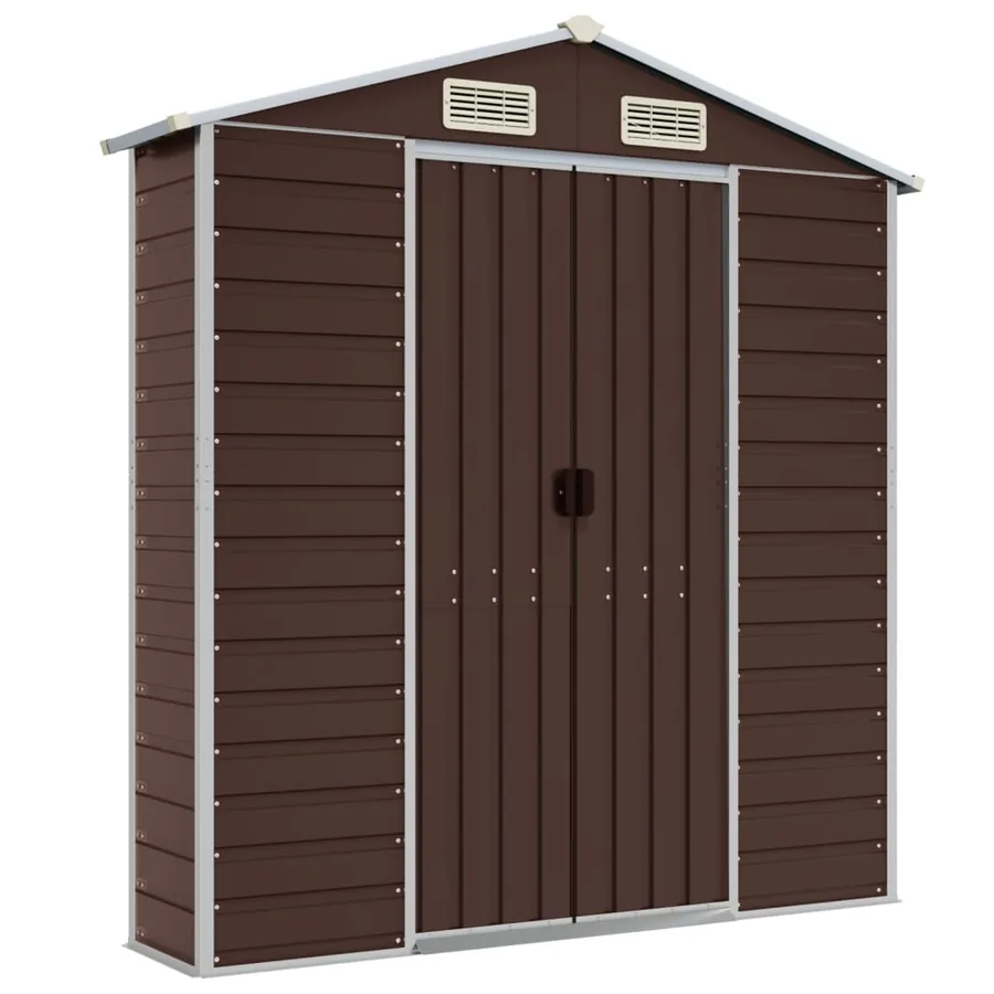 Abri de jardin marron 191x810x198 cm acier galvanisé - 8