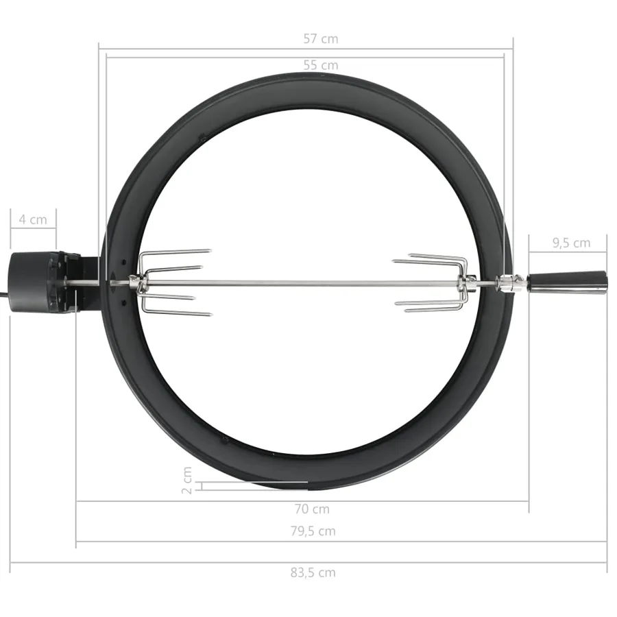 Kit d'anneau de rôtissoire de barbecue 57 cm Noir - 5