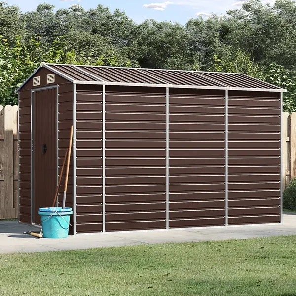 Abri de jardin marron 191 x 300 x 198 cm en acier galvanisé