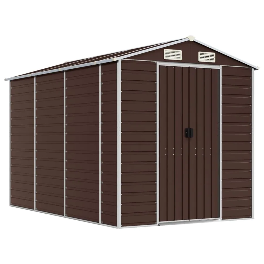 Abri de jardin marron 191 x 300 x 198 cm en acier galvanisé - 2