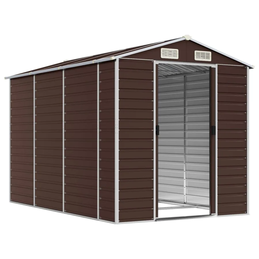 Abri de jardin marron 191 x 300 x 198 cm en acier galvanisé - 3