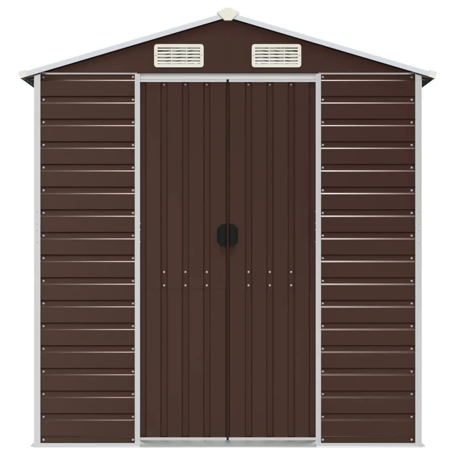 Abri de jardin marron 191 x 300 x 198 cm en acier galvanisé - 4