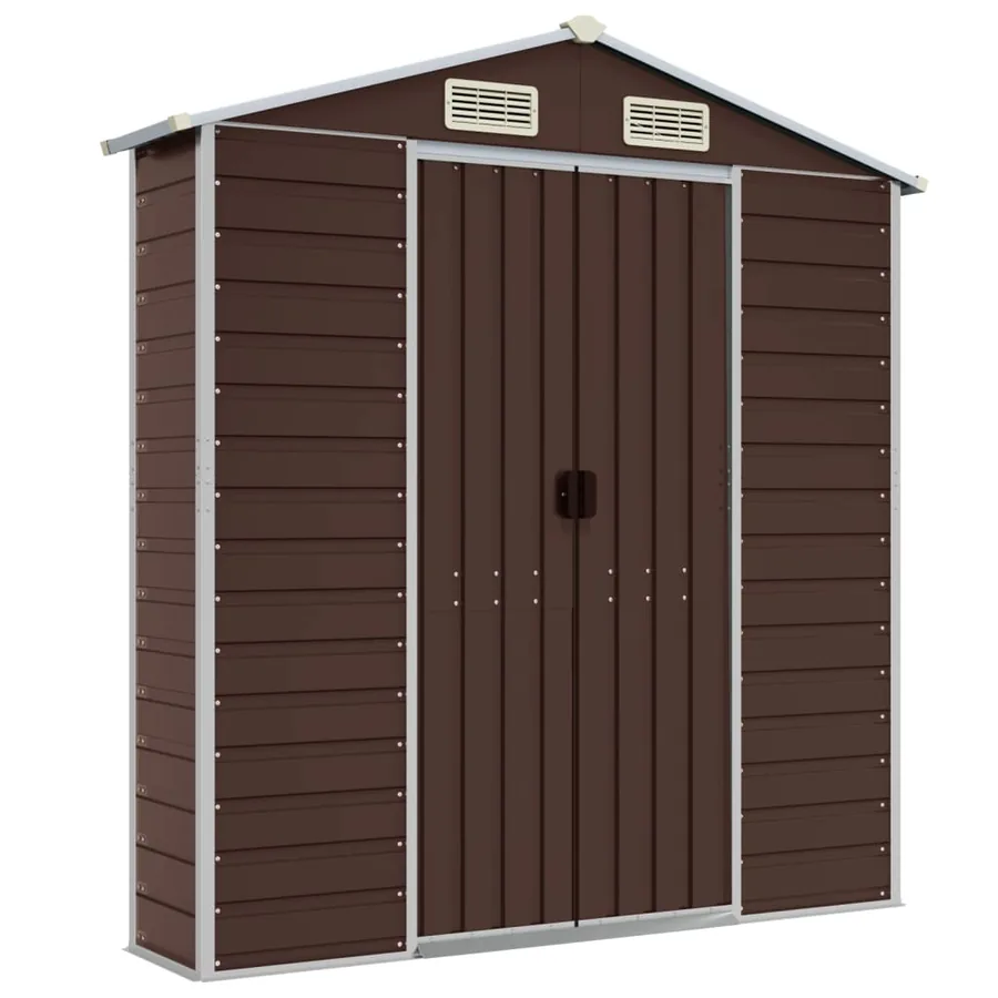 Abri de jardin marron 191 x 300 x 198 cm en acier galvanisé - 8
