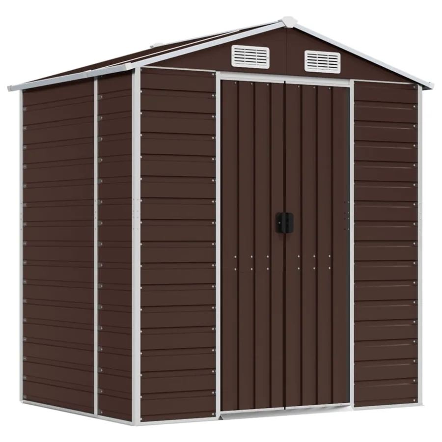 Abri de jardin marron 191x130x198 cm acier galvanisé - 2