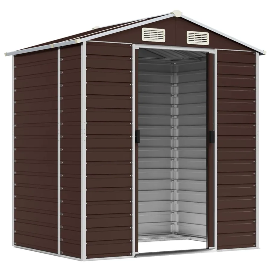 Abri de jardin marron 191x130x198 cm acier galvanisé - 3