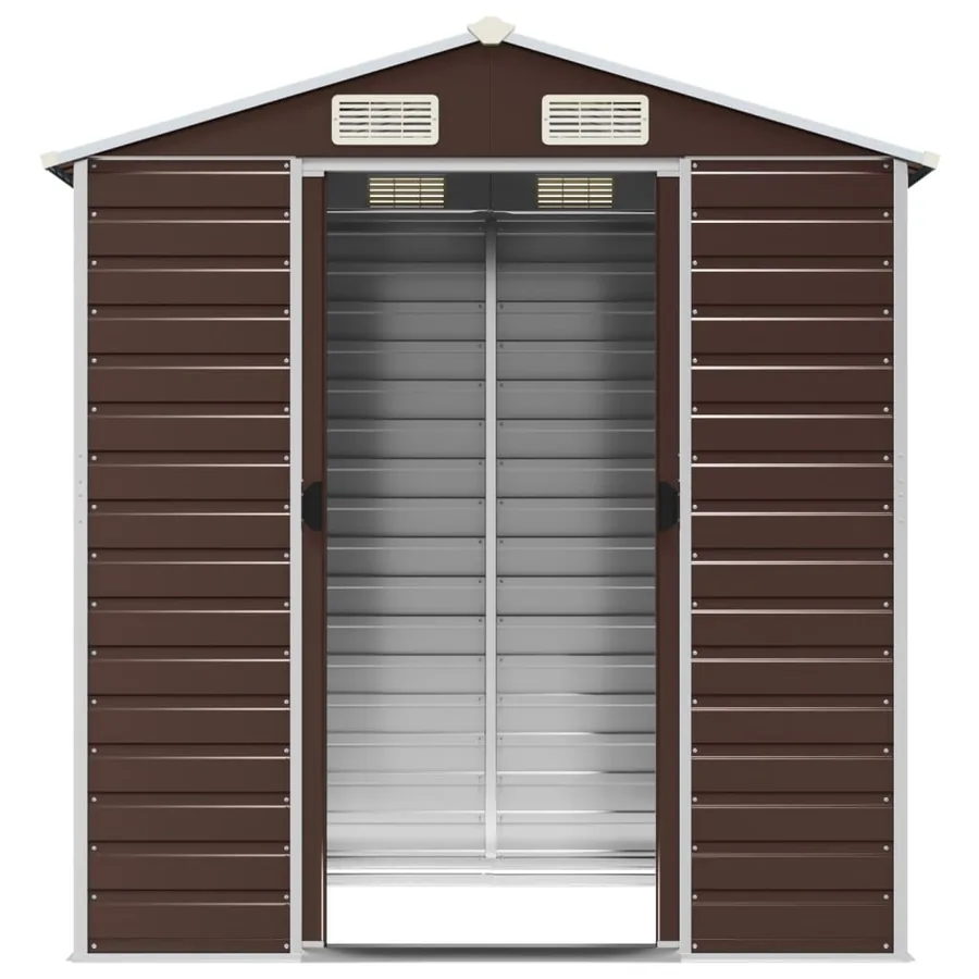 Abri de jardin marron 191x130x198 cm acier galvanisé - 5