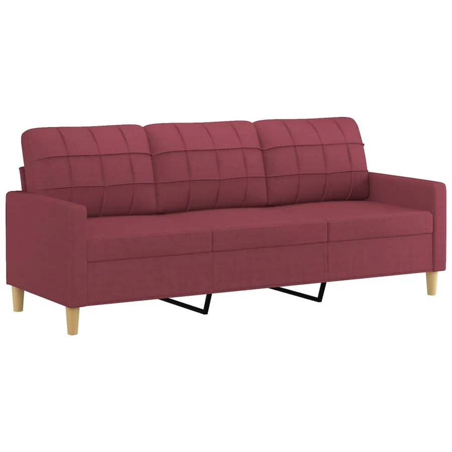 Ensemble de canapés 3 pcs avec coussins Rouge bordeaux Tissu - 5