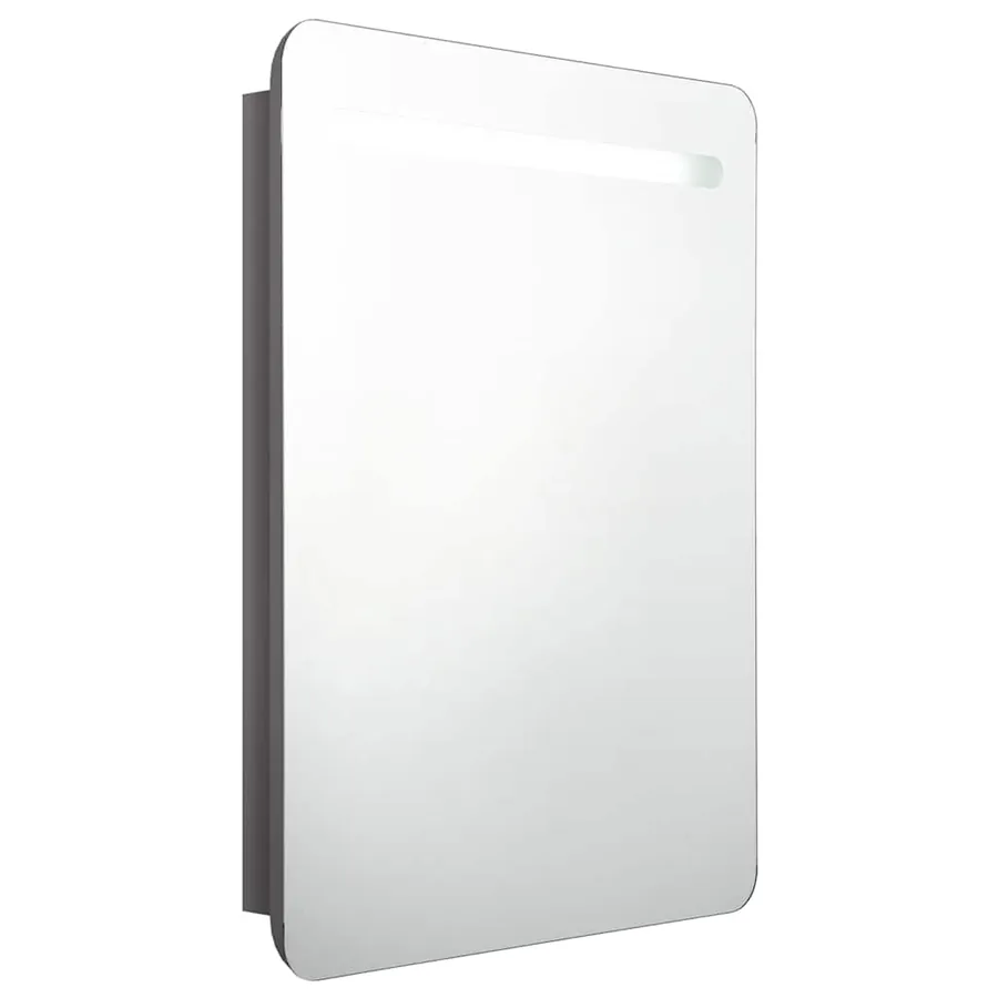 Armoire de salle de bain à miroir LED gris brillant 60x11x80 cm - 2
