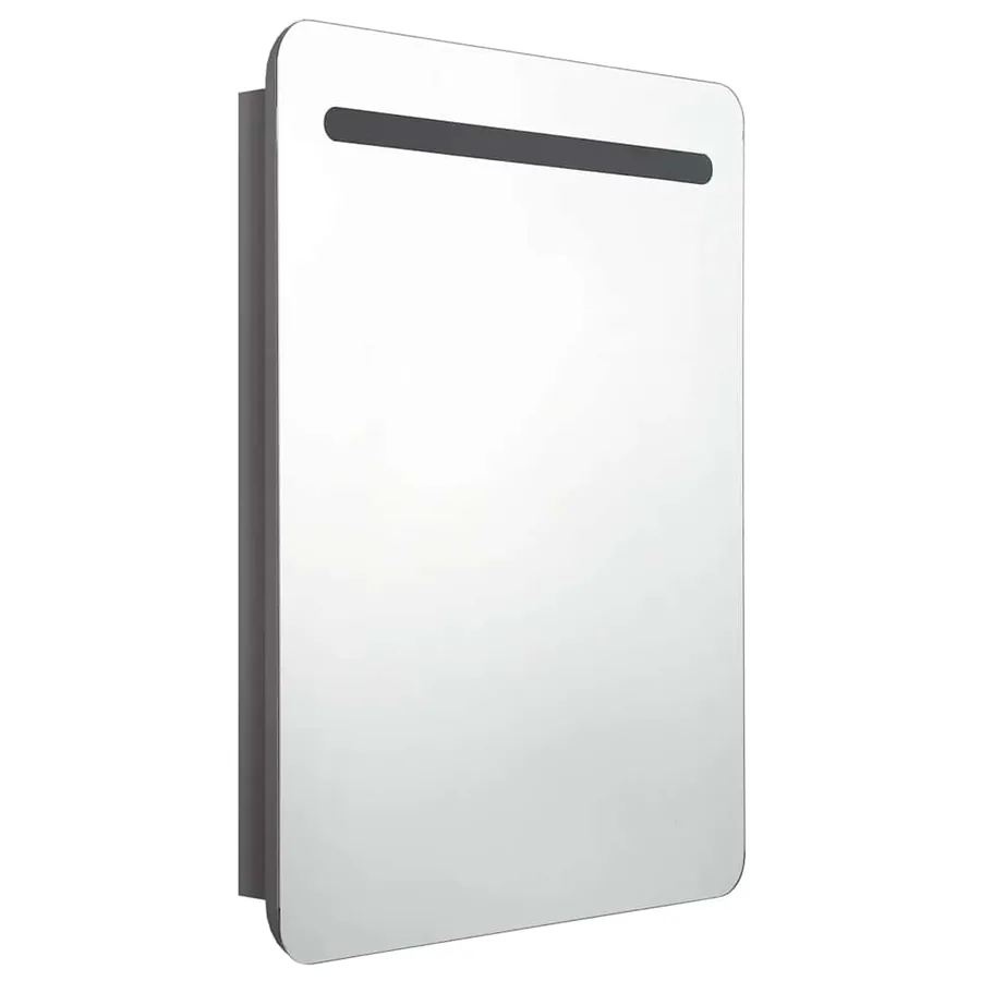 Armoire de salle de bain à miroir LED gris brillant 60x11x80 cm - 3