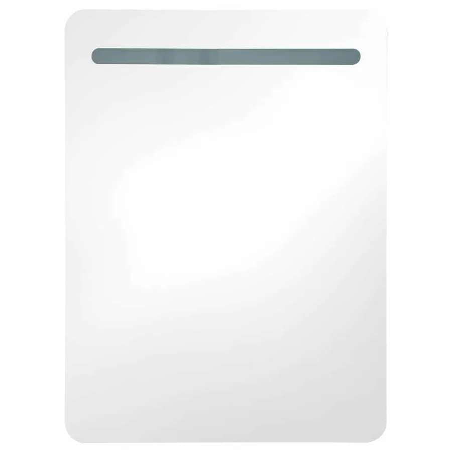 Armoire de salle de bain à miroir LED gris brillant 60x11x80 cm - 4