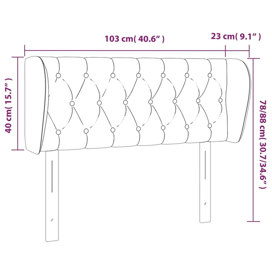 Tête de lit avec oreilles Gris clair 103x23x78/88 cm Velours - 9
