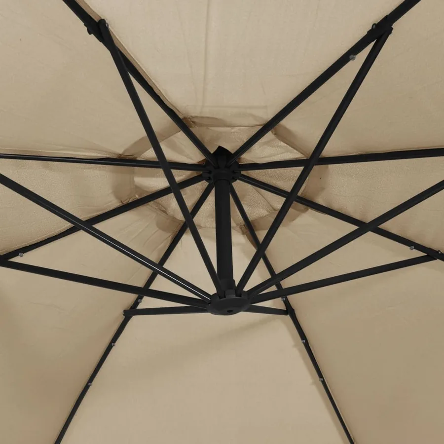 Parasol de jardin en porte-à-faux et lumières LED mât en métal - 9