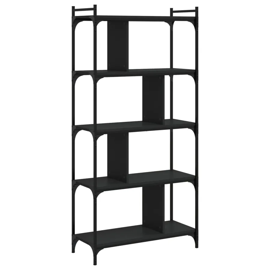 Bibliothèque 5 niveaux noir 76x32x158 cm bois d'ingénierie - 4