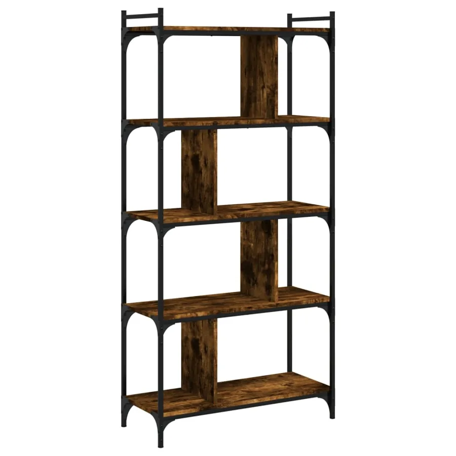 Bibliothèque 5 niveaux chêne fumé 76x32x158cm bois d'ingénierie - 2