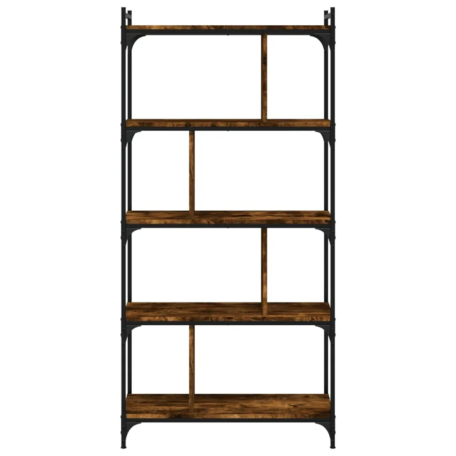Bibliothèque 5 niveaux chêne fumé 76x32x158cm bois d'ingénierie - 3