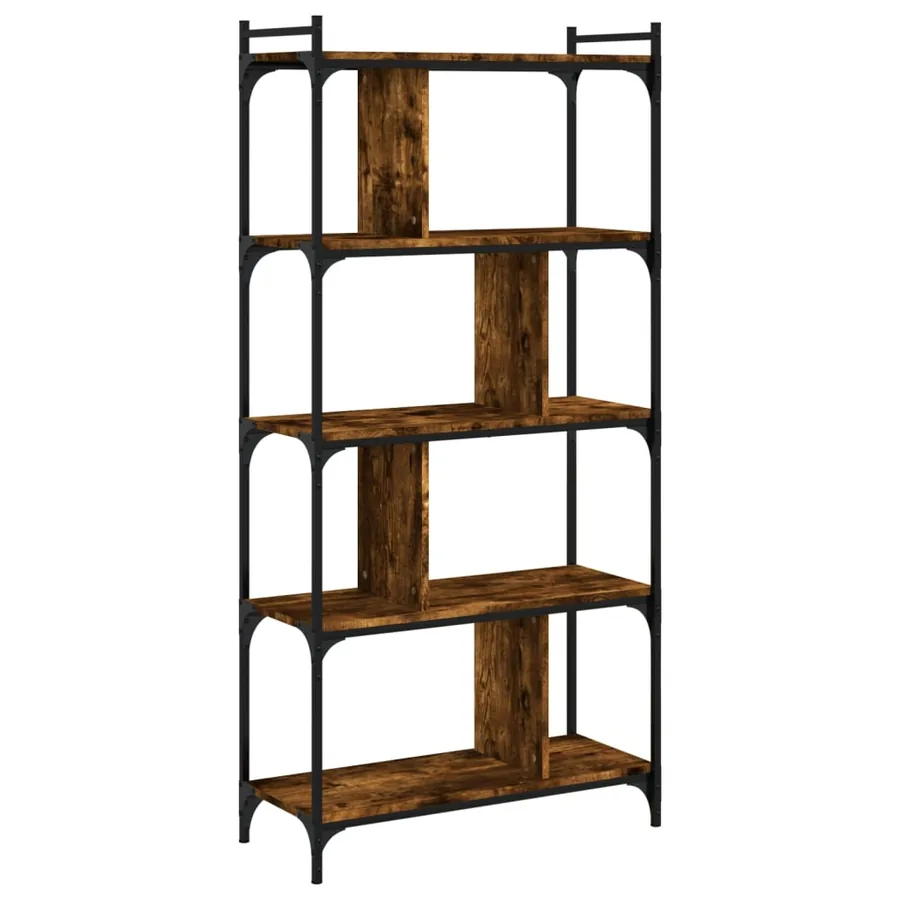 Bibliothèque 5 niveaux chêne fumé 76x32x158cm bois d'ingénierie - 4