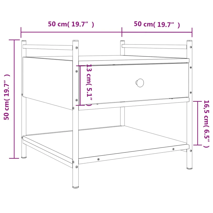 Table basse sonoma gris 50x50x50 cm bois d'ingénierie - 11