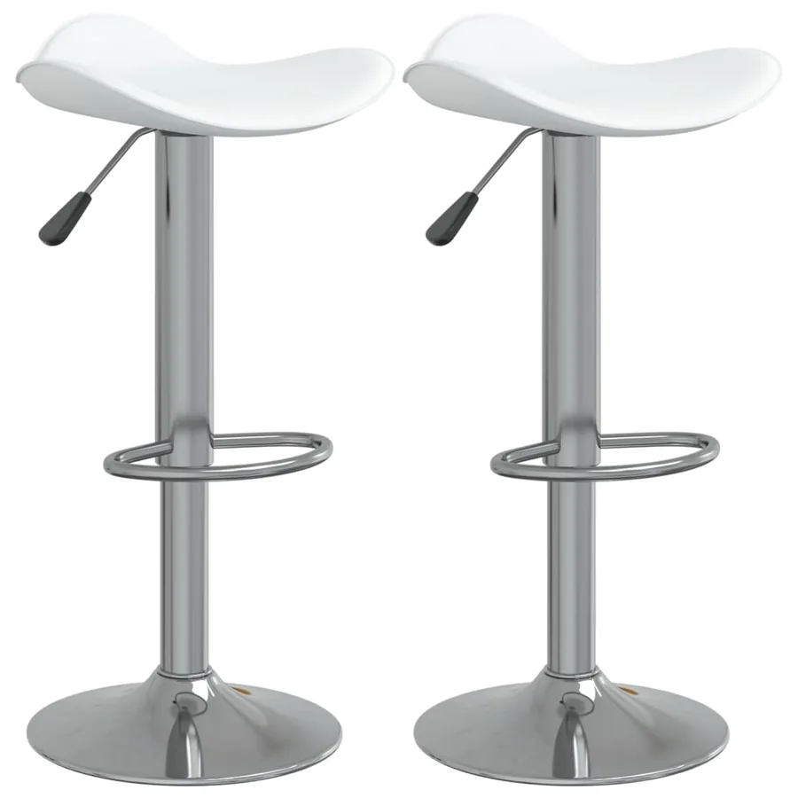 Tabourets de bar lot de 2 blanc acier chromé et cuir artificiel - 2