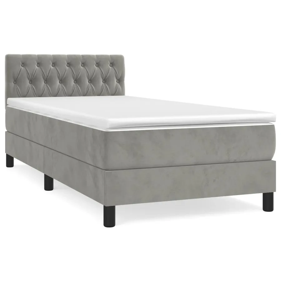 Sommier à lattes de lit et matelas Gris clair 100x200cm Velours - 2