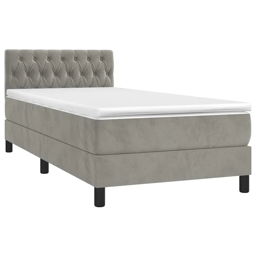 Sommier à lattes de lit et matelas Gris clair 100x200cm Velours - 3