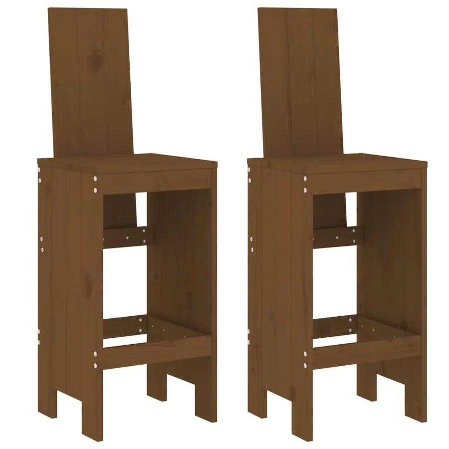Tabourets lot de 2 marron miel 40x42x120 cm bois massif de pin - 2