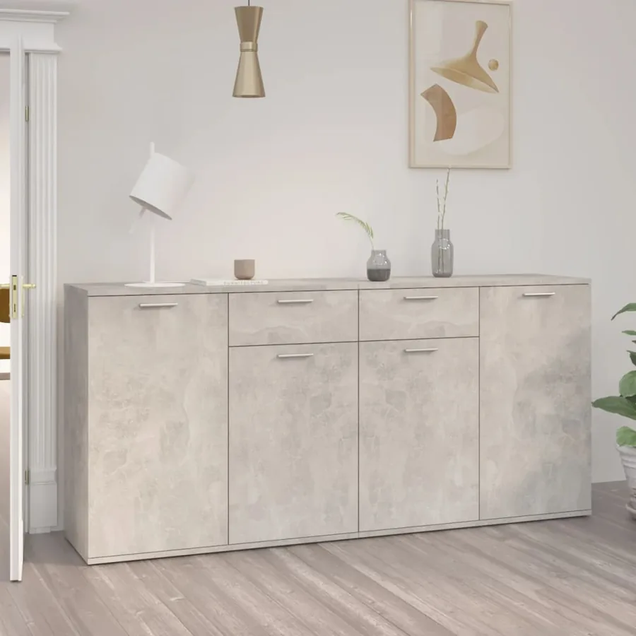 Buffet Gris béton 160x36x75 cm Bois d'ingénierie