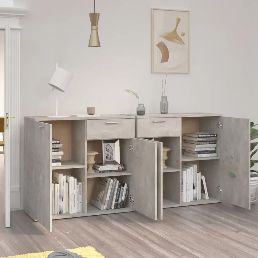 Buffet Gris béton 160x36x75 cm Bois d'ingénierie - 3