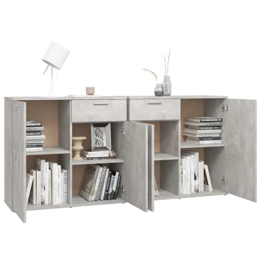 Buffet Gris béton 160x36x75 cm Bois d'ingénierie - 4
