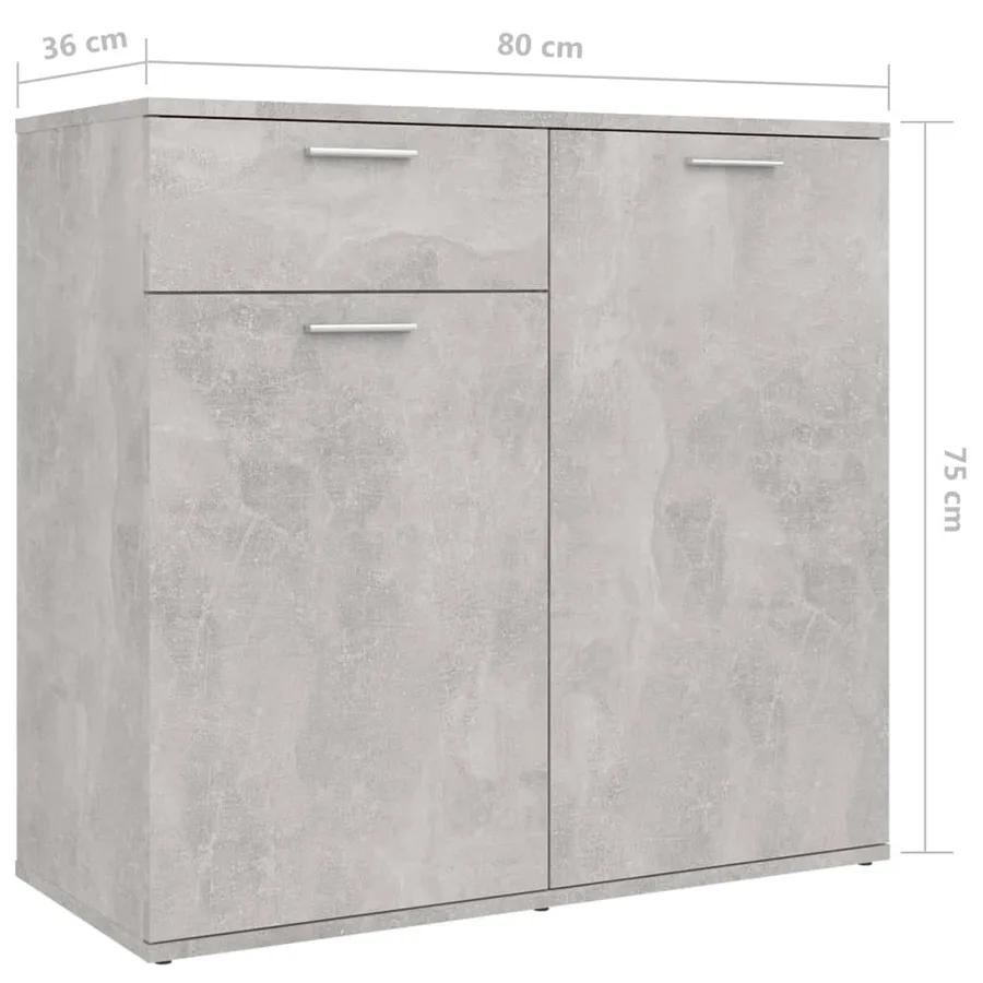 Buffet Gris béton 160x36x75 cm Bois d'ingénierie - 9