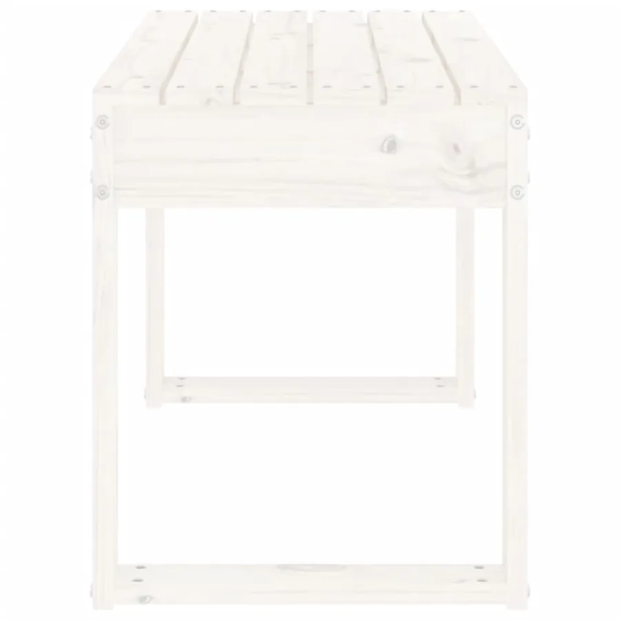 Banc de jardin blanc 80x38x45 cm bois massif de pin - 4