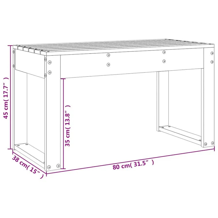 Banc de jardin blanc 80x38x45 cm bois massif de pin - 8