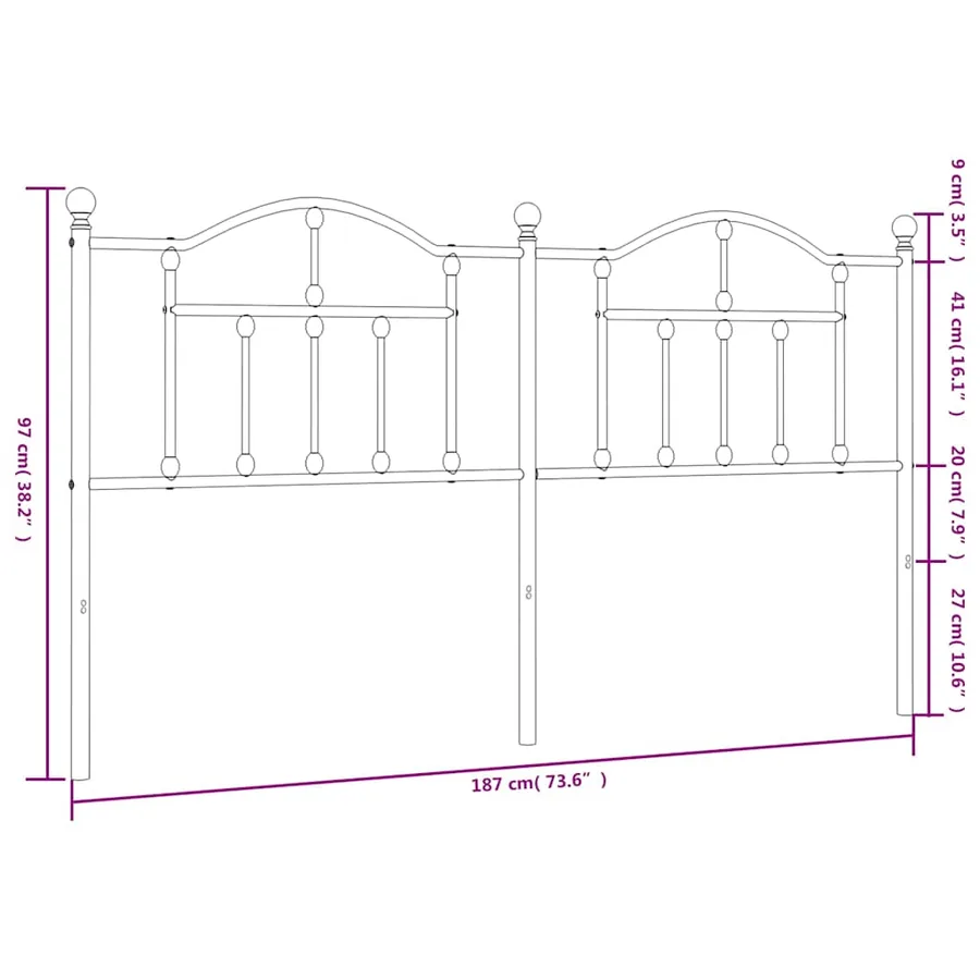Tête de lit de remplacement métal noir 180 cm - 7