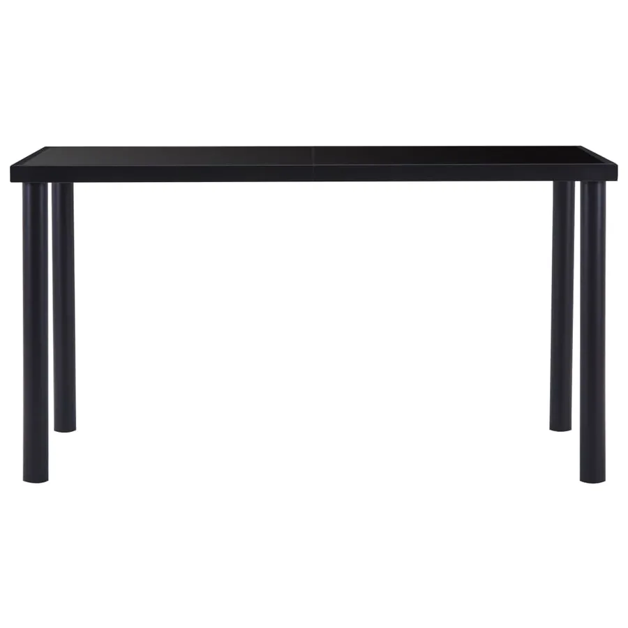 Table à manger Noir 140x70x75 cm Verre trempé - 2