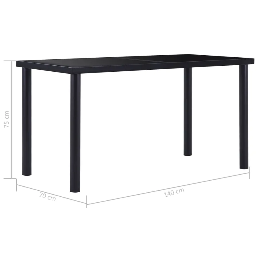 Table à manger Noir 140x70x75 cm Verre trempé - 5