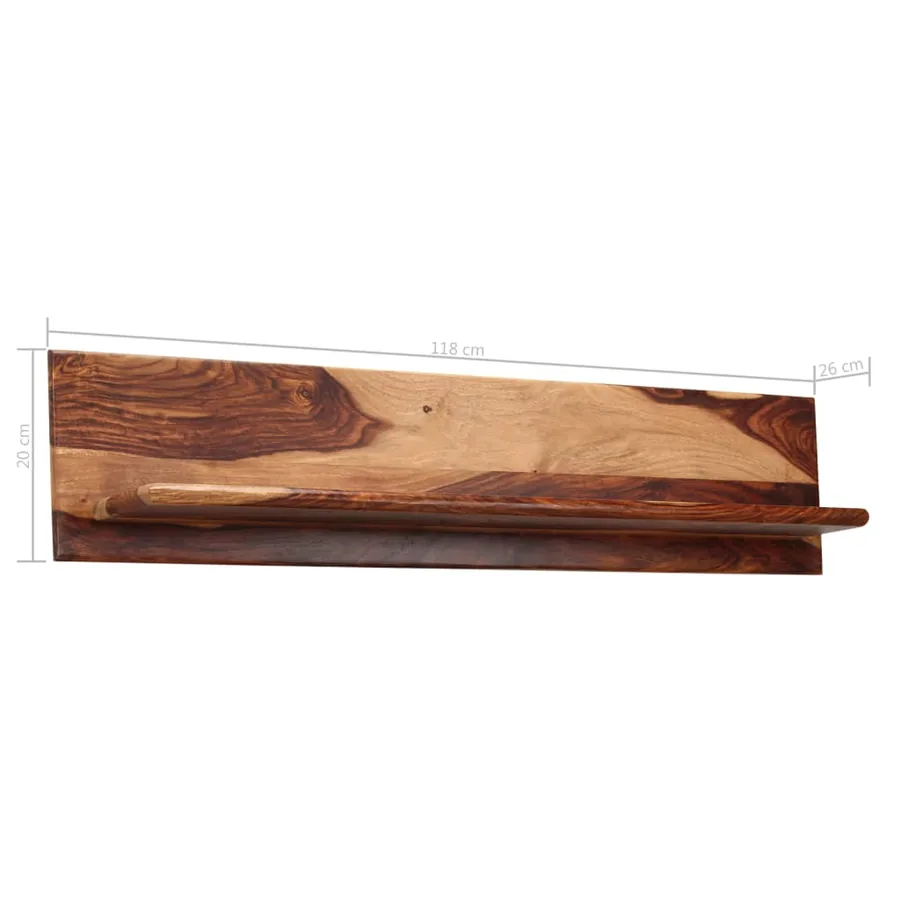 Étagères murales 2 pcs 118 x 26 x 20 cm Bois de Sesham massif - 6