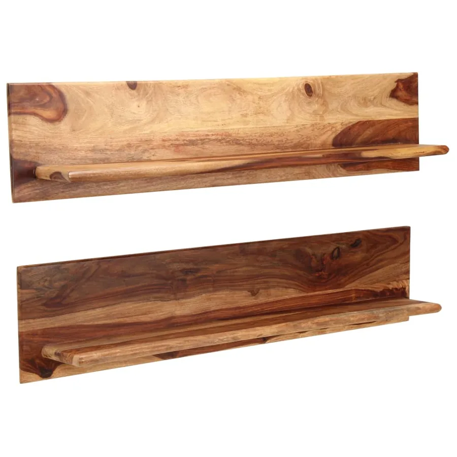 Étagères murales 2 pcs 118 x 26 x 20 cm Bois de Sesham massif - 9