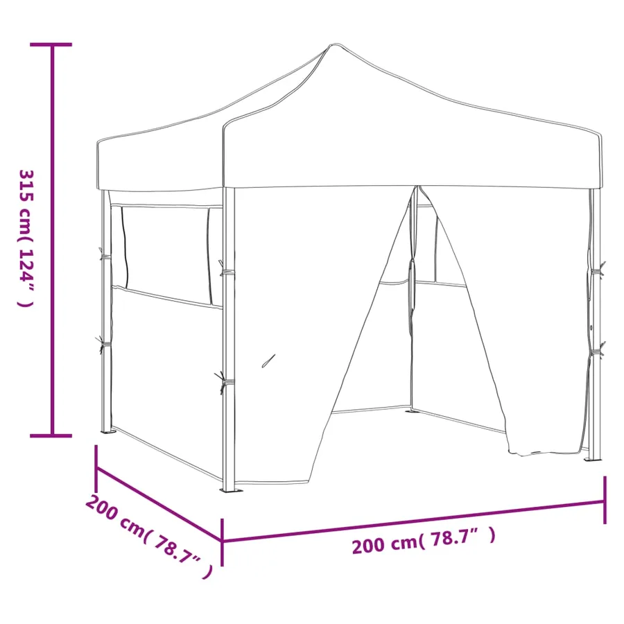 Tente de réception pliable avec 4 parois 2x2 m Acier Bleu - 11
