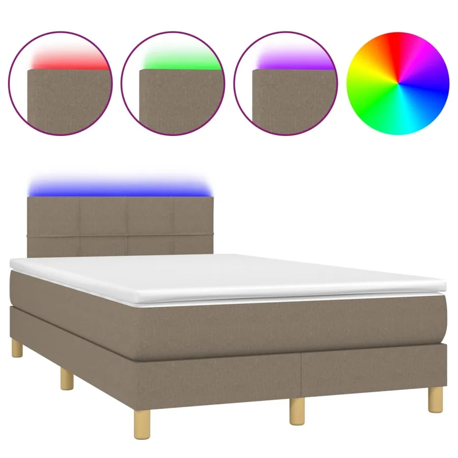 Sommier à lattes de lit avec matelas LED Taupe 120x200 cm Tissu - 2