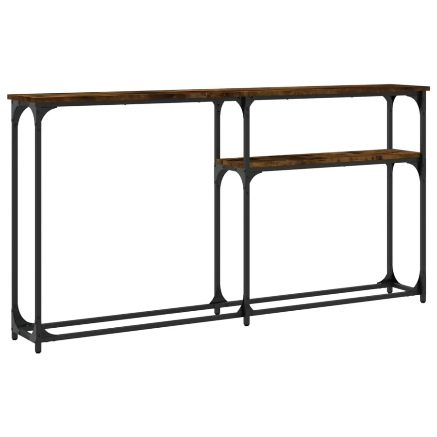 Table console chêne fumé 145x22,5x75 cm bois d'ingénierie - 4