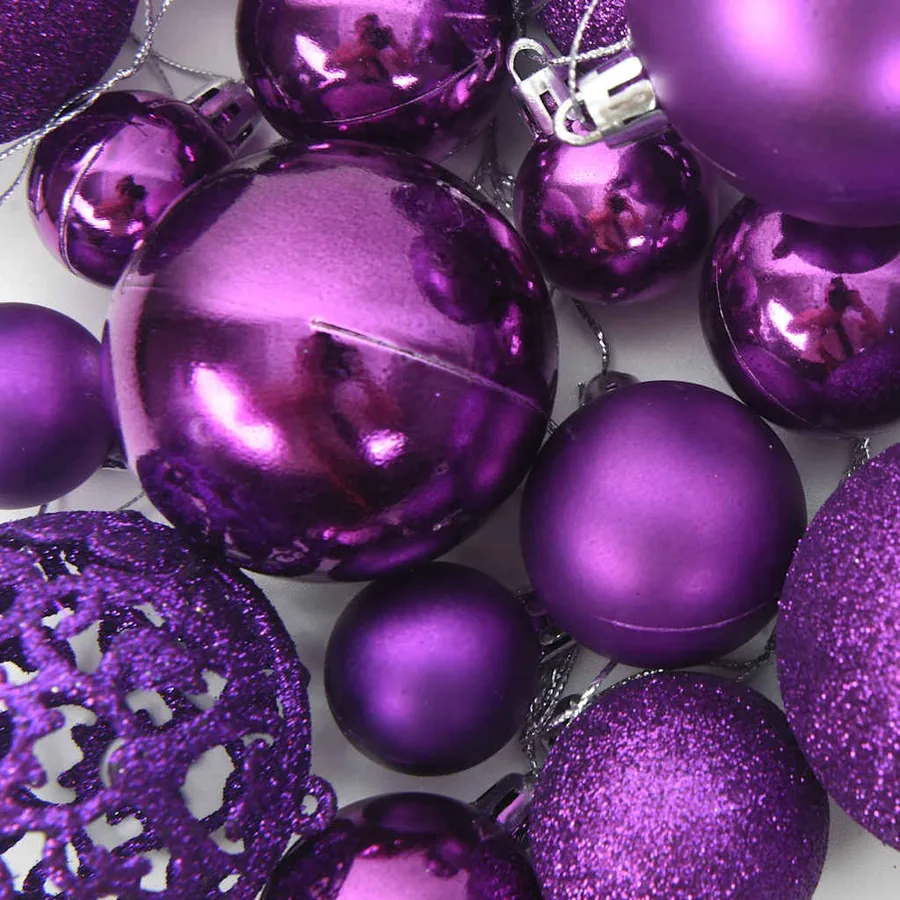 Ensemble de boules de Noël 111 pièces violet polystyrène - 10