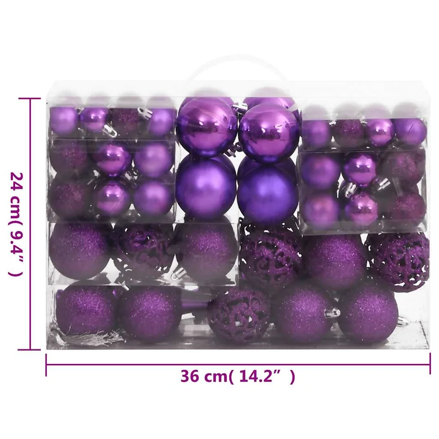 Ensemble de boules de Noël 111 pièces violet polystyrène - 11